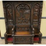 Antique impressive wardrobe with bench trunk.