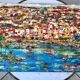Oil painting on canvas landscape colorful seaside vintage