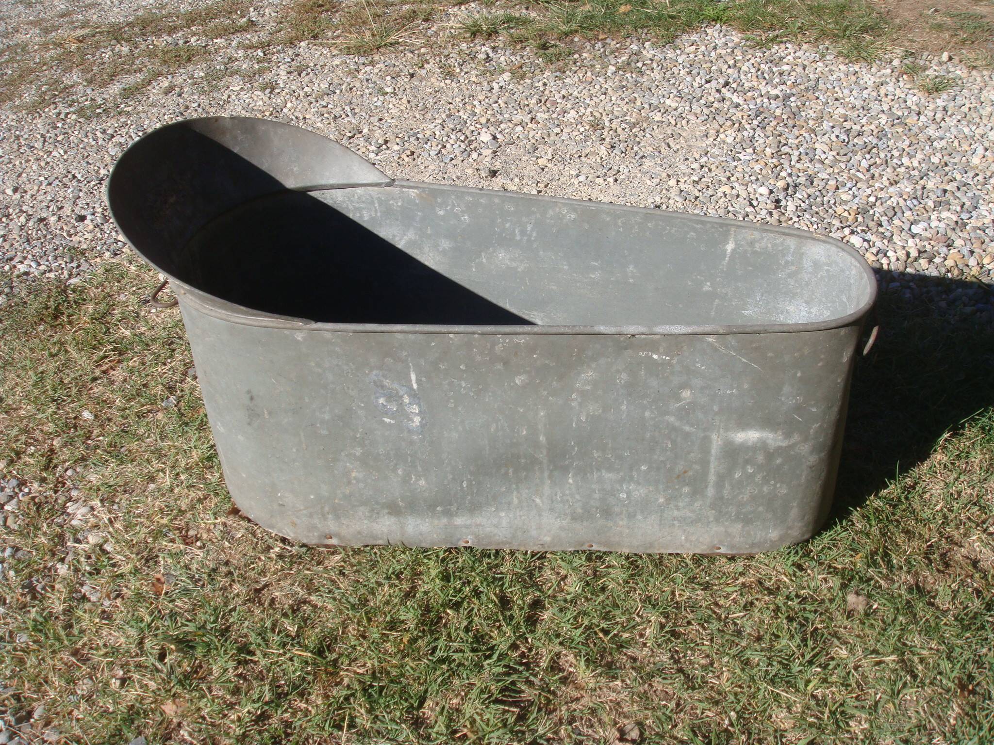 Old zinc child bathtub