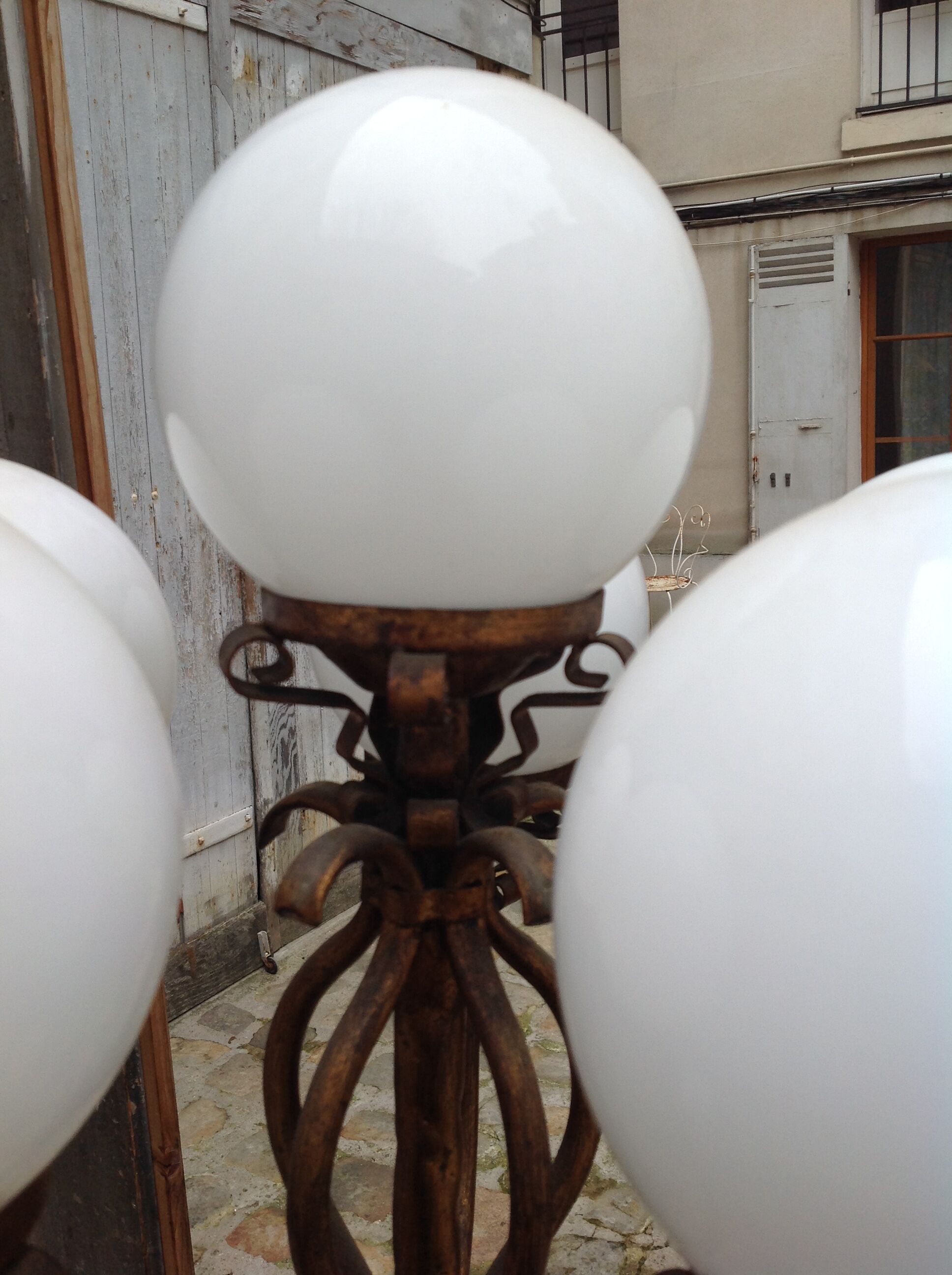 Vintage gold metal floor lamp, 70s