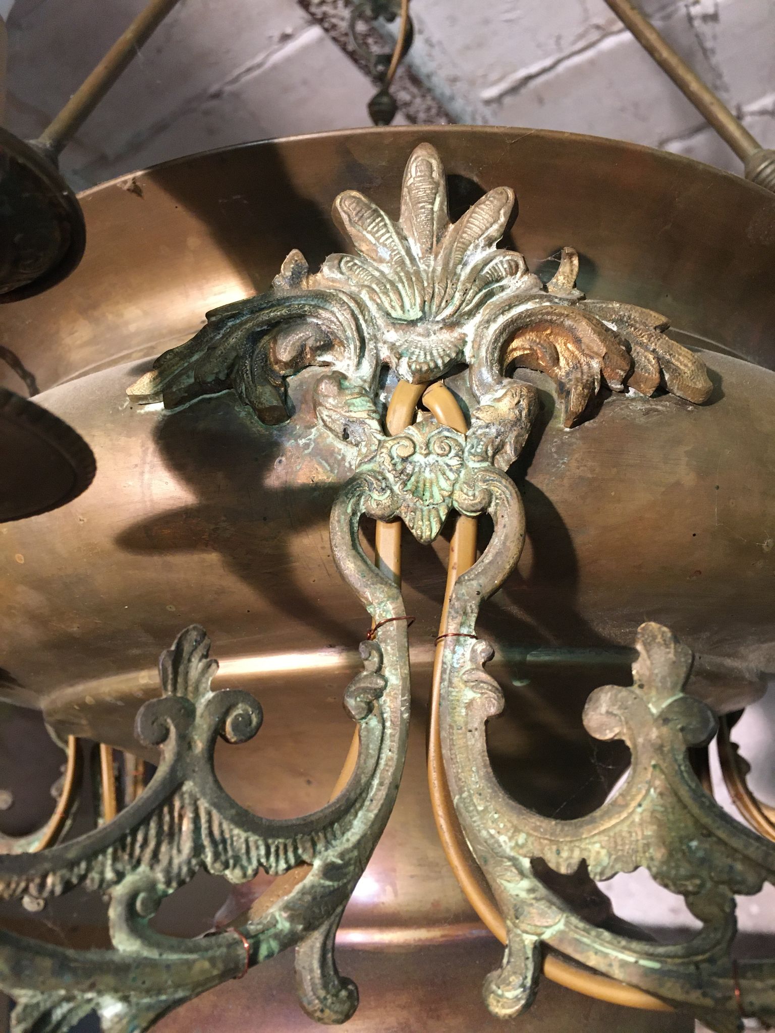 Brass chandelier with angels