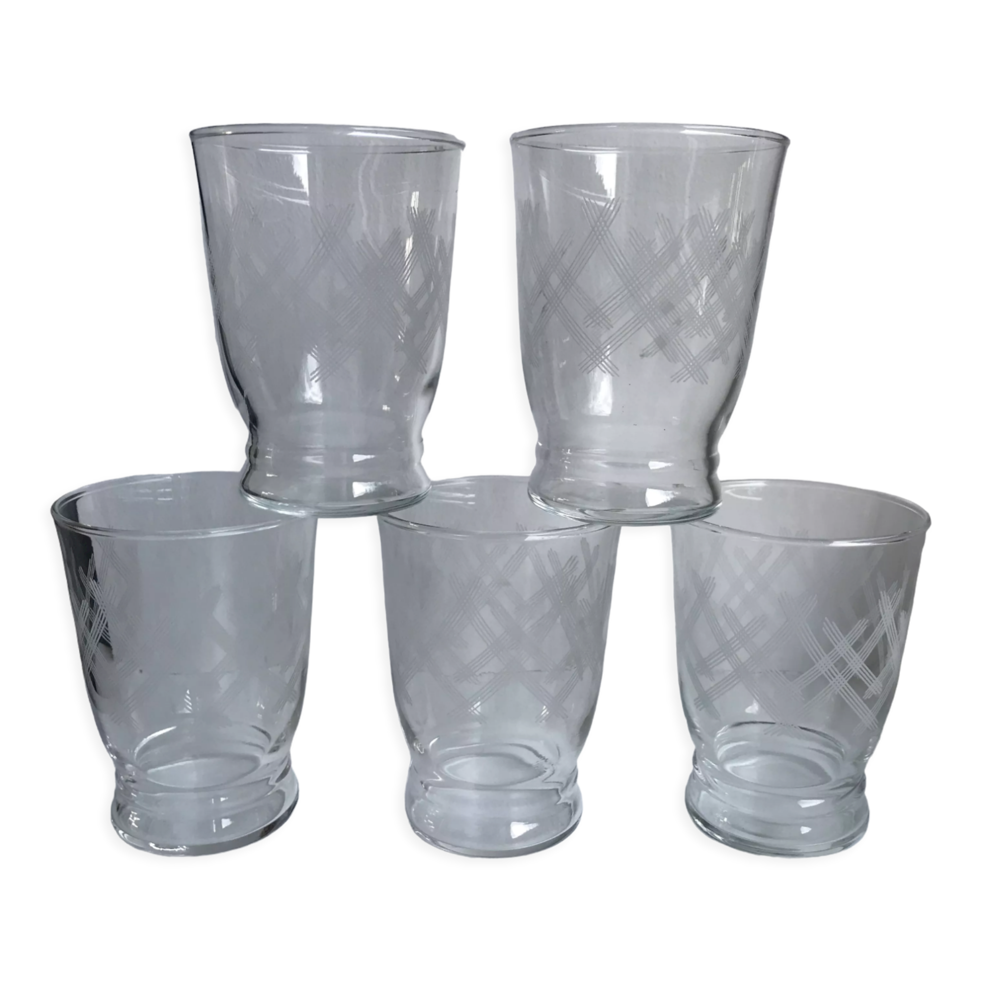 Lot de 6 verres à eau gravés années 60