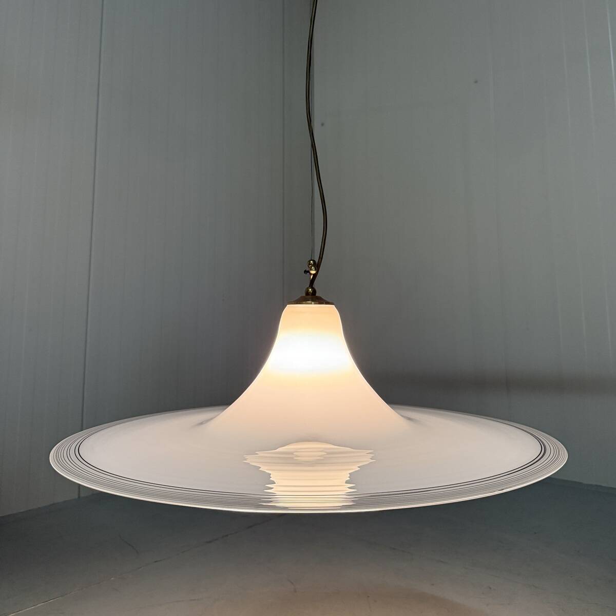 Large white glass hanging lamp by Vistosi, Italy