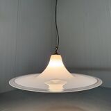 Large white glass hanging lamp by Vistosi, Italy