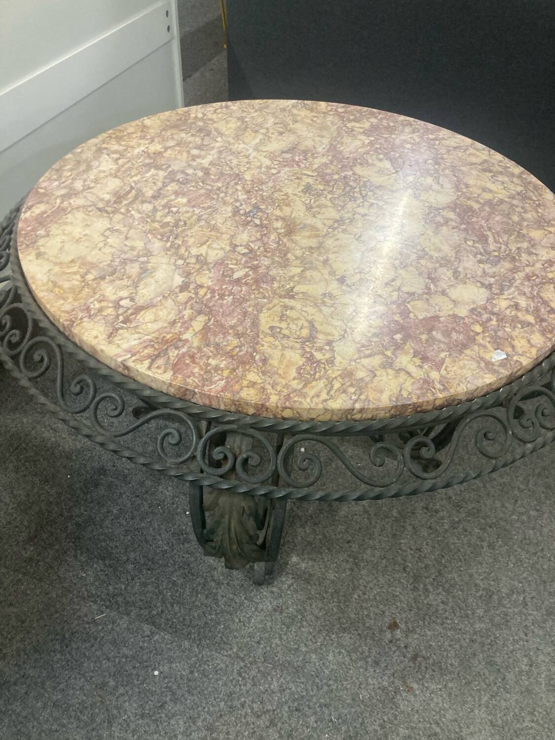 wrought iron and marble coffee table