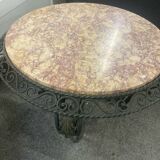 wrought iron and marble coffee table