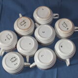 9 cups vintage Café Mars - stencil décor