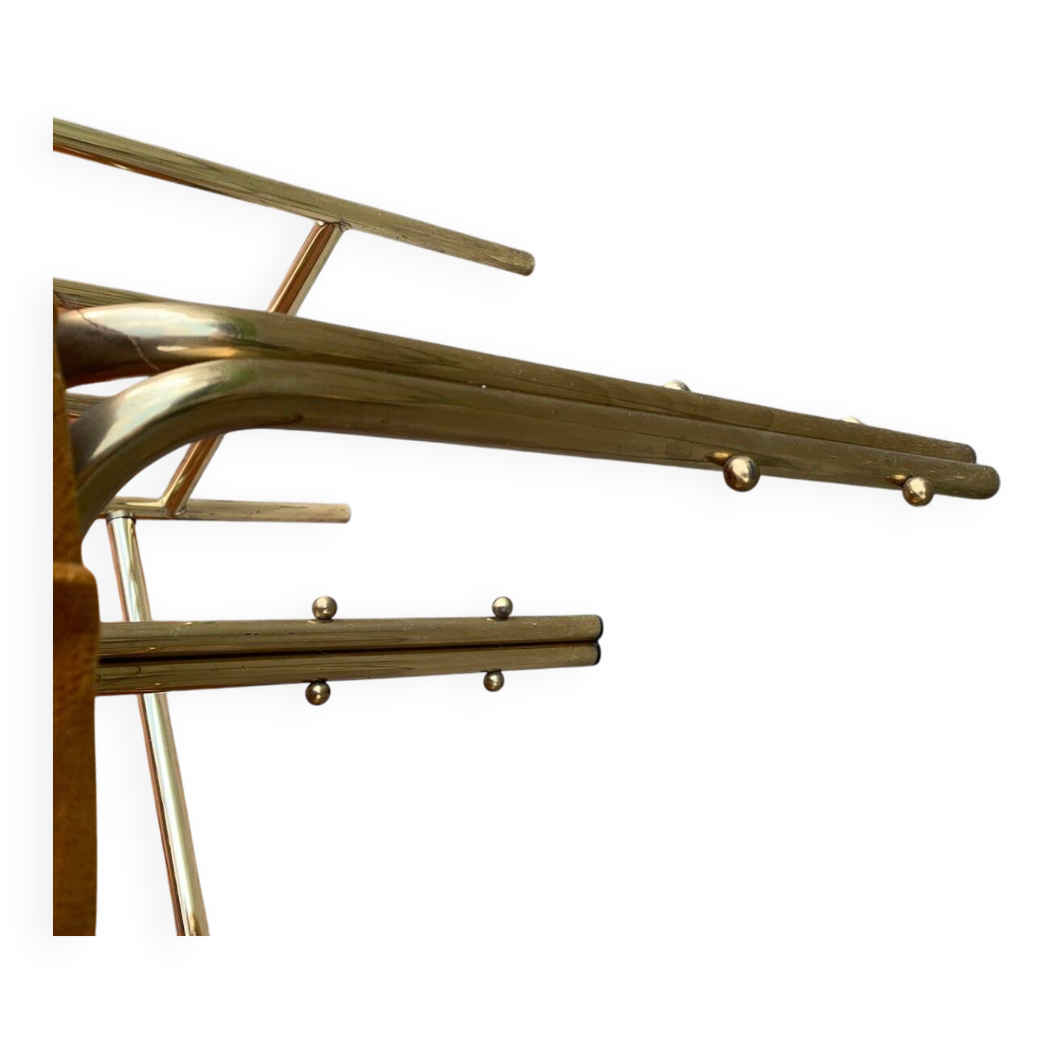 Coiffeuse et tabouret vintage en laiton, années 1950, lot de 2
