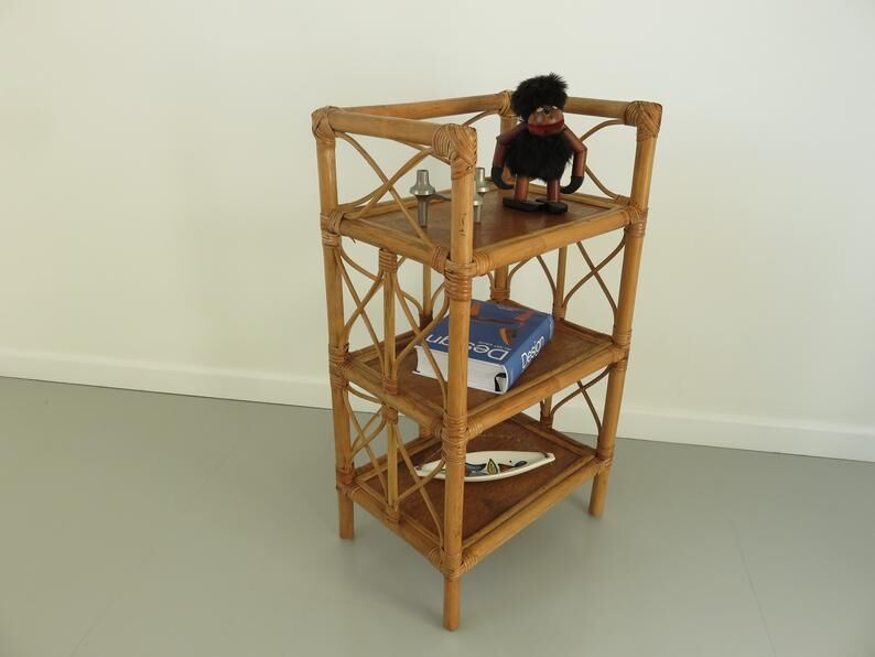 Bamboo rattan shelf, 60/70s