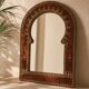 Large vintage mirror in studded leather and brass