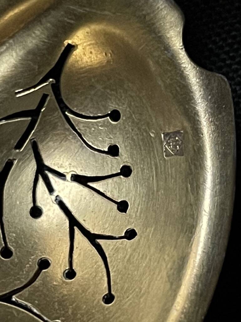 Christofle Lotus model sprinkling spoon in box – Art Nouveau