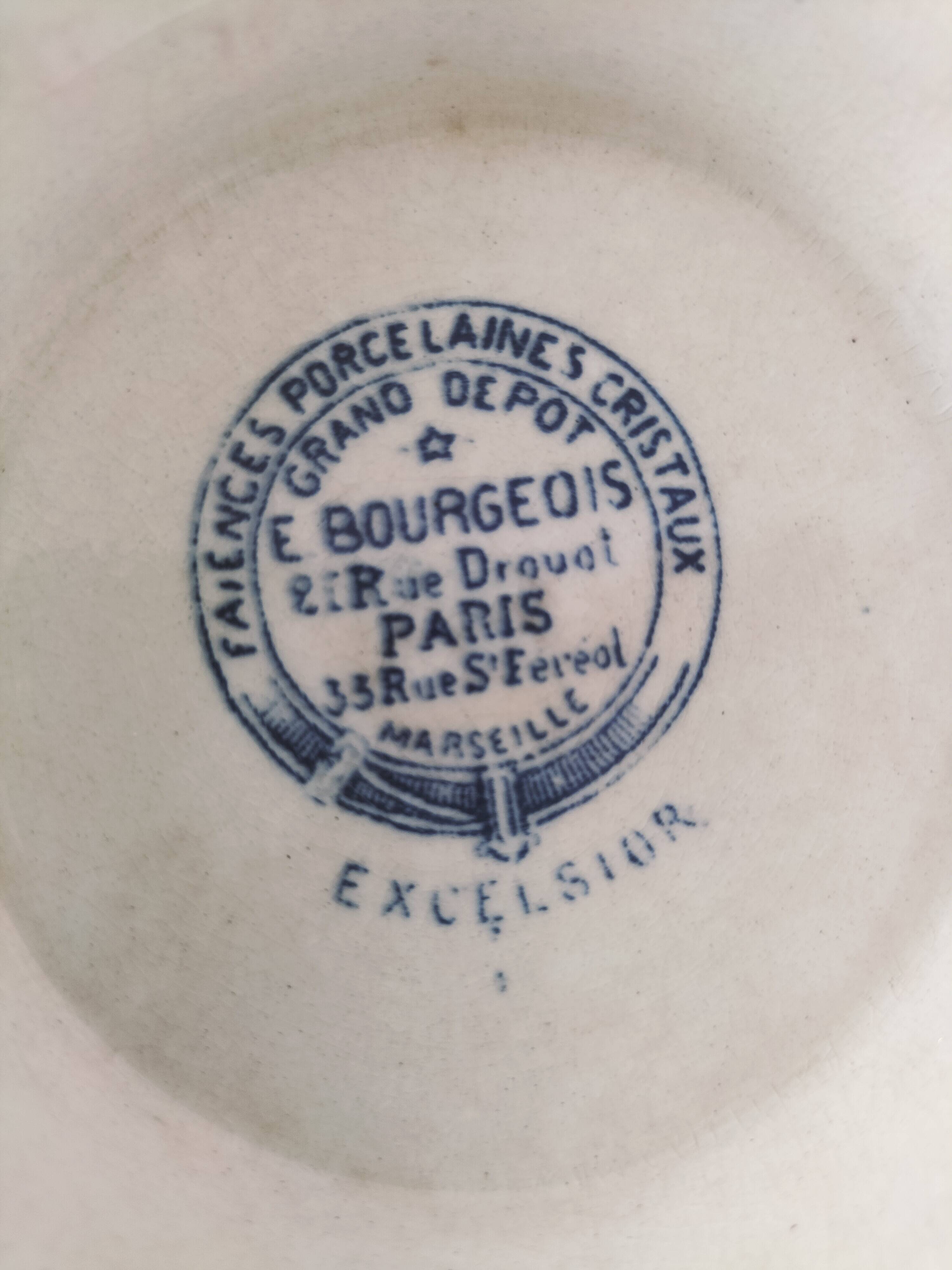 E. Bourgeois footed plate – Excelsior blue decoration, late 19th century
