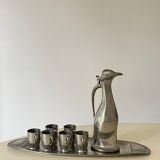 Polished pewter penguin-shaped carafe designed by Hugo Leven for Kayserzinn