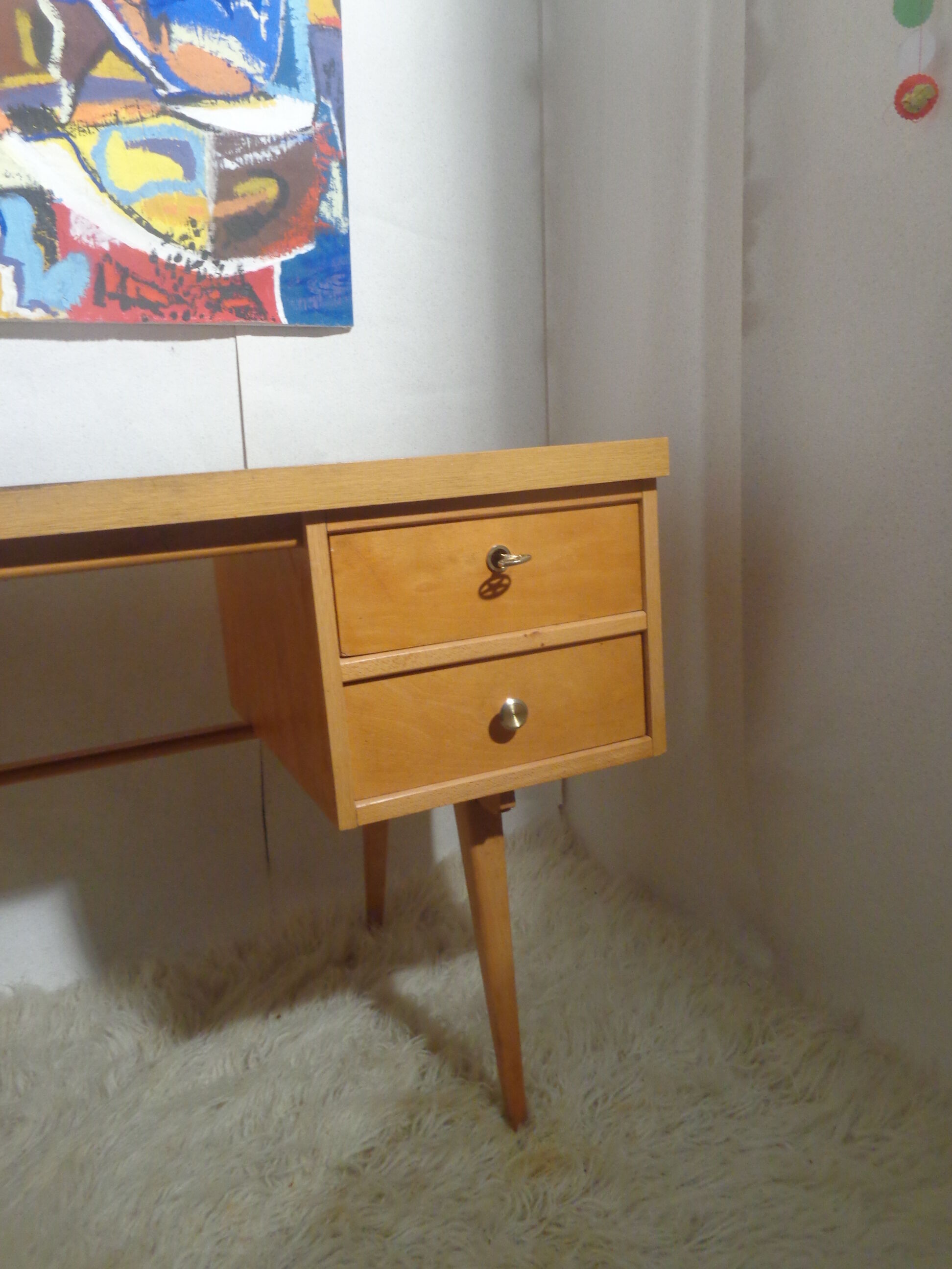 Vintage Ekawerk desk 50s Compass Feet