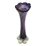 Vase en verre soufflé violet 70s