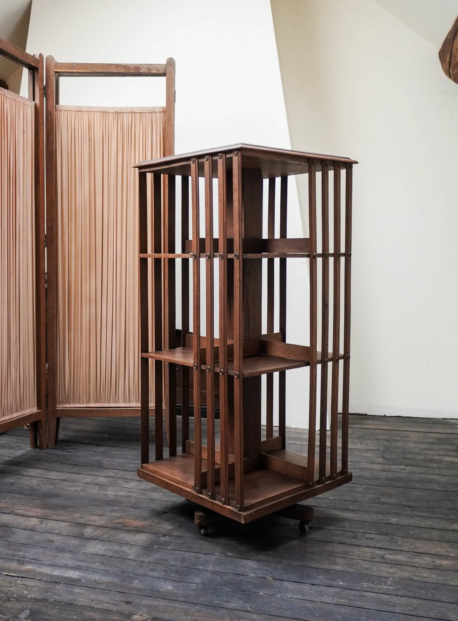 Rotating wooden library from the early 20th century.