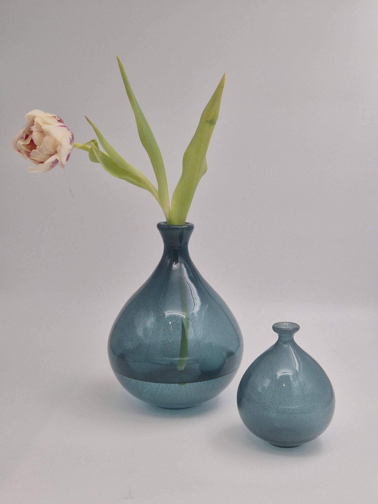 Erik Höglund, balloon-shaped blue glass vase for Boda, Sweden, mid-20th century.