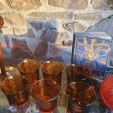 6 tasses vintage en verre ambré Duralex, Espagne