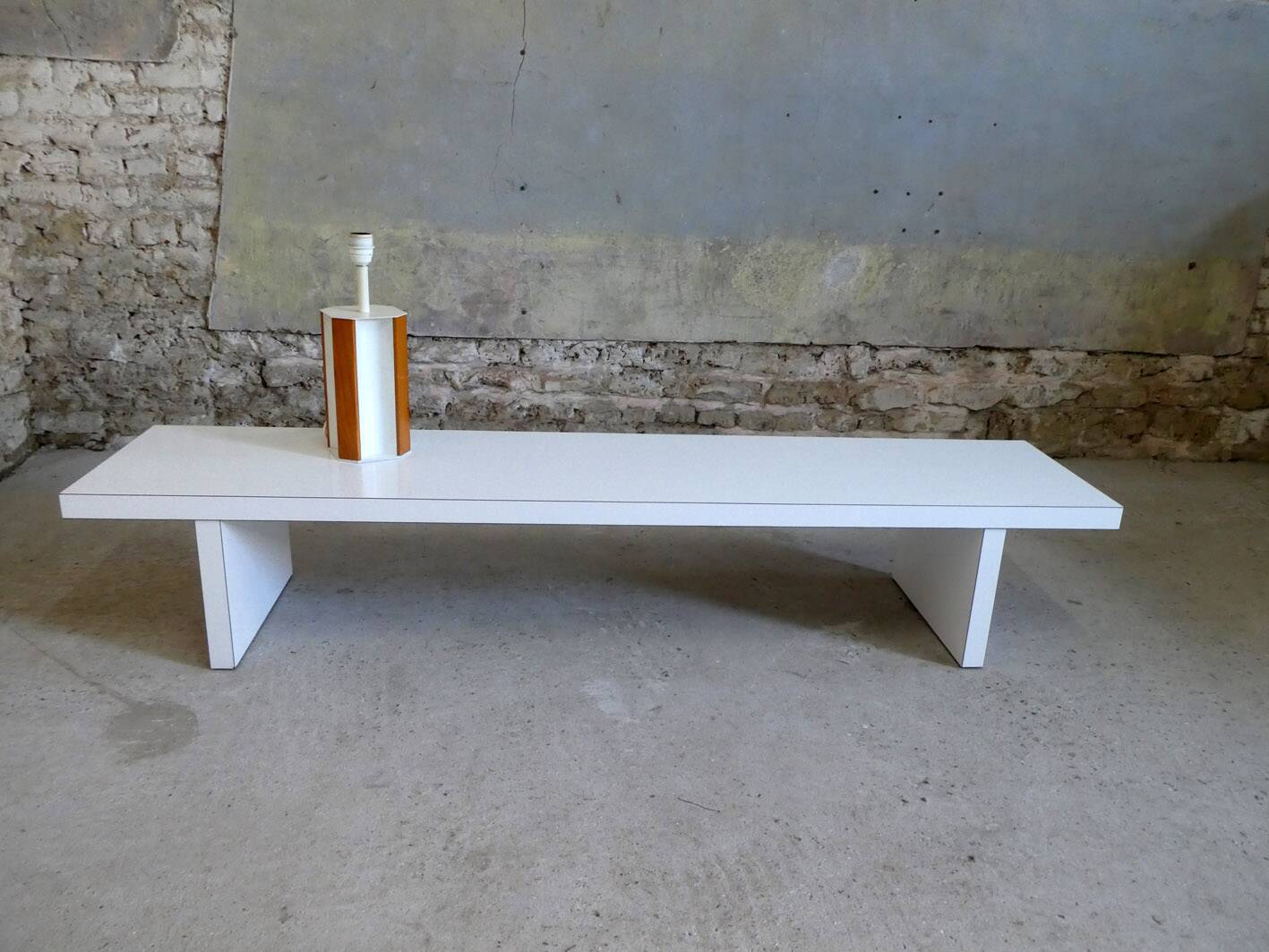 large white Formica coffee table, 1980