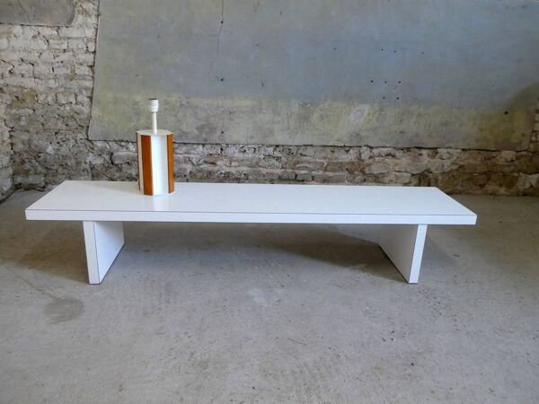 grande table basse en formica blanc, 1980