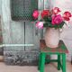 Green wooden stool