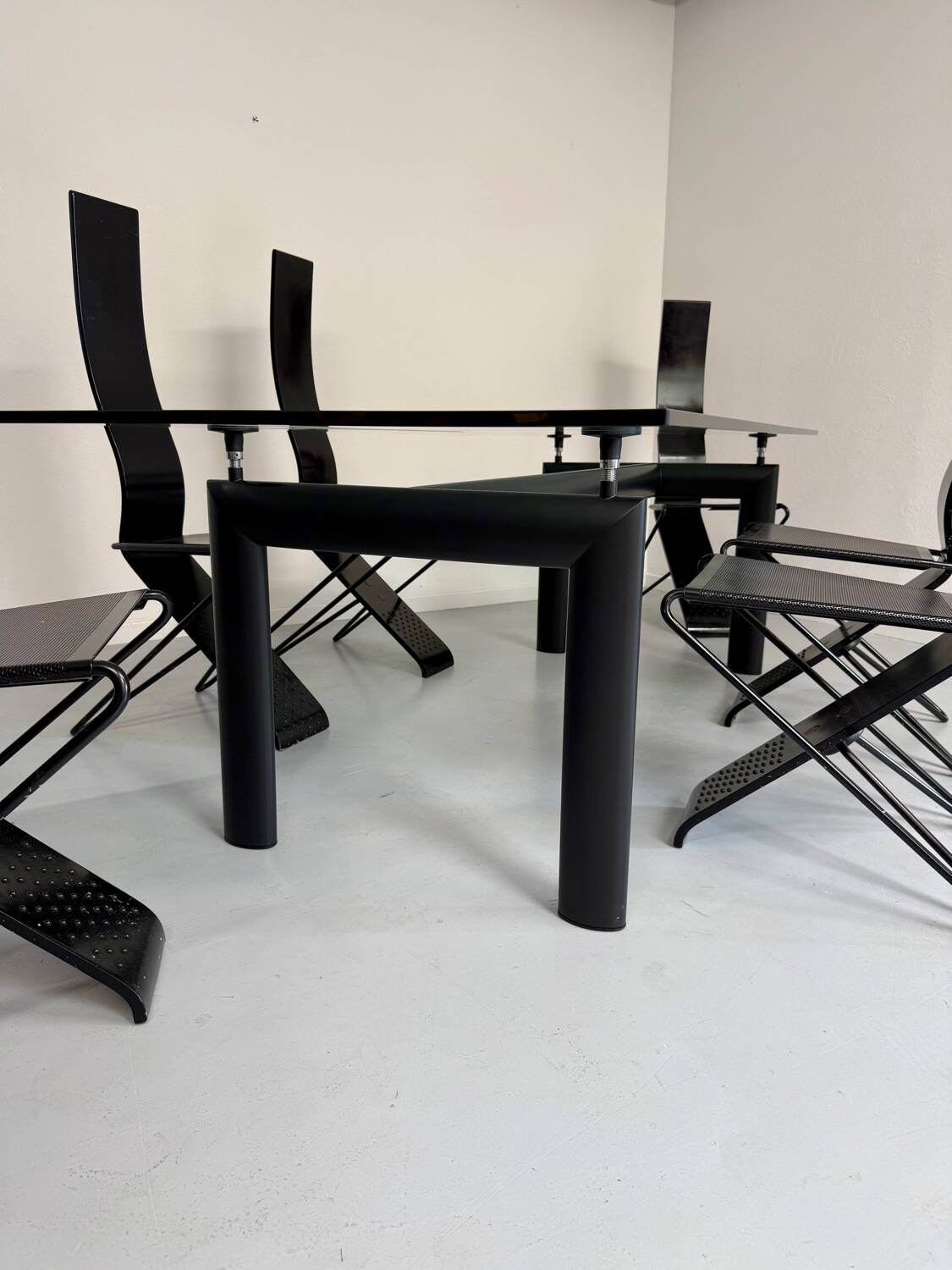 Le Corbusier Cassina LC6 vintage glass dining table