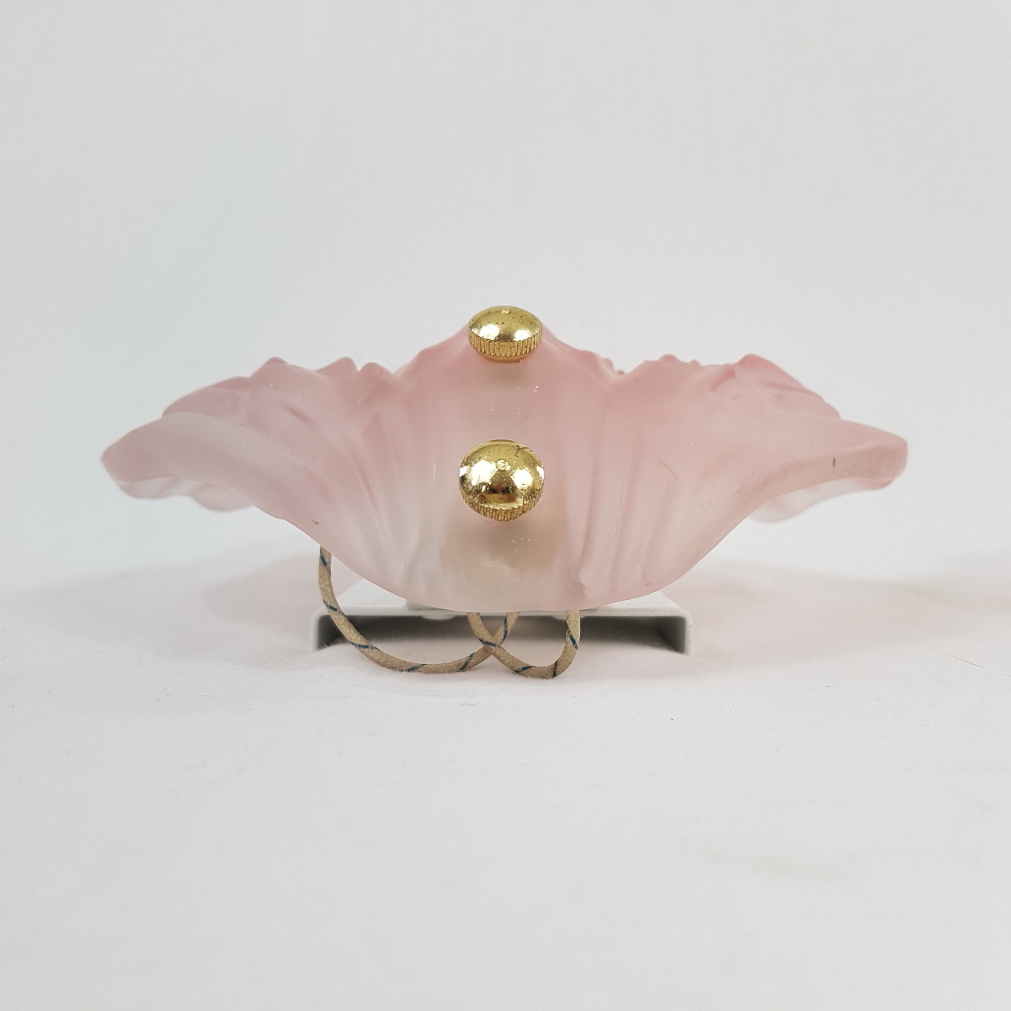 Pair of sconces shell pressed glass sand and Golden steel 1970