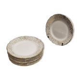 Ensemble de 10 assiettes à dessert blanche et dorée Villeroy et Boch