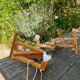 2 wooden wall lamps articulated 50s