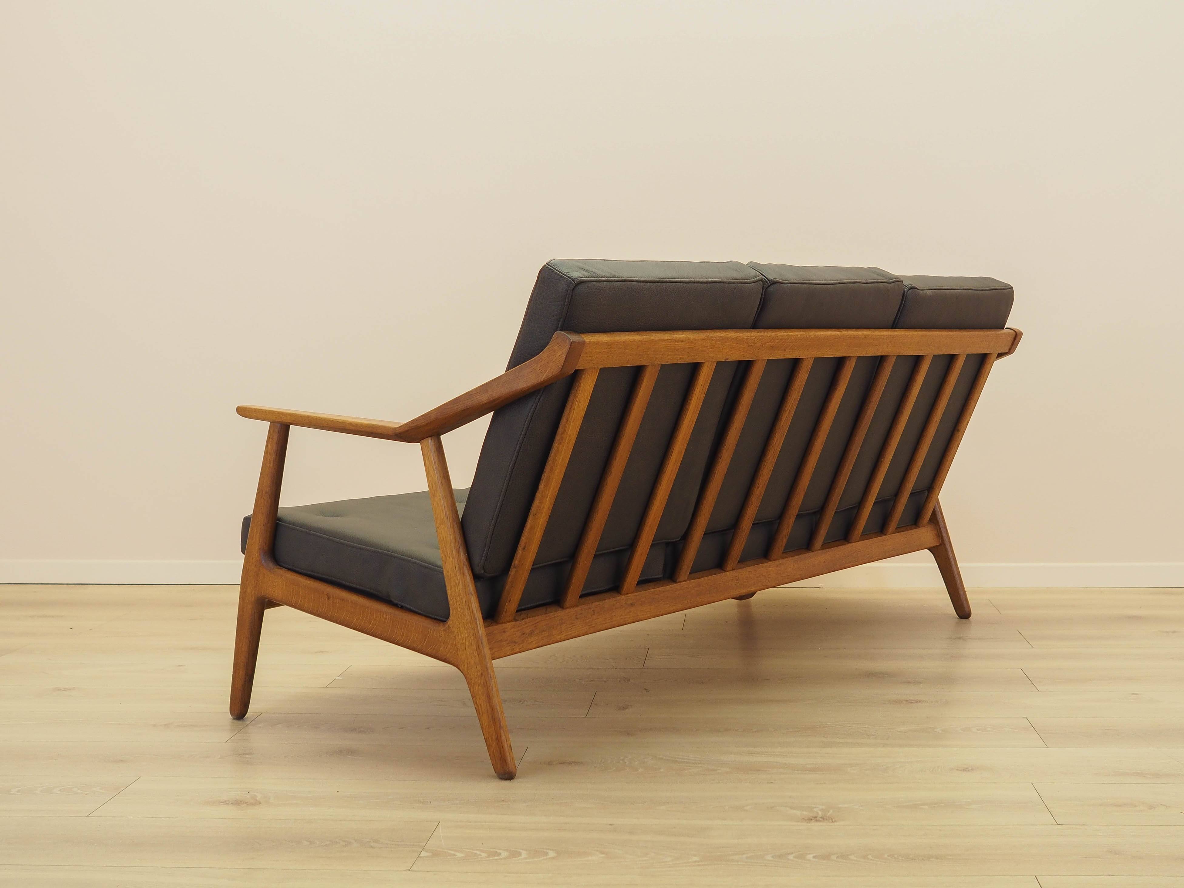 Oak leather sofa by Brockmann Petersen, Danish design 1970s