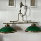Lighting, billiard chandelier in brass and opaline