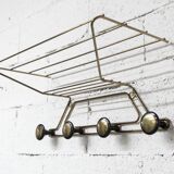 Vintage 1960s golden brass wall coat rack