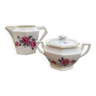 Flowers teapot and sugar bowl
