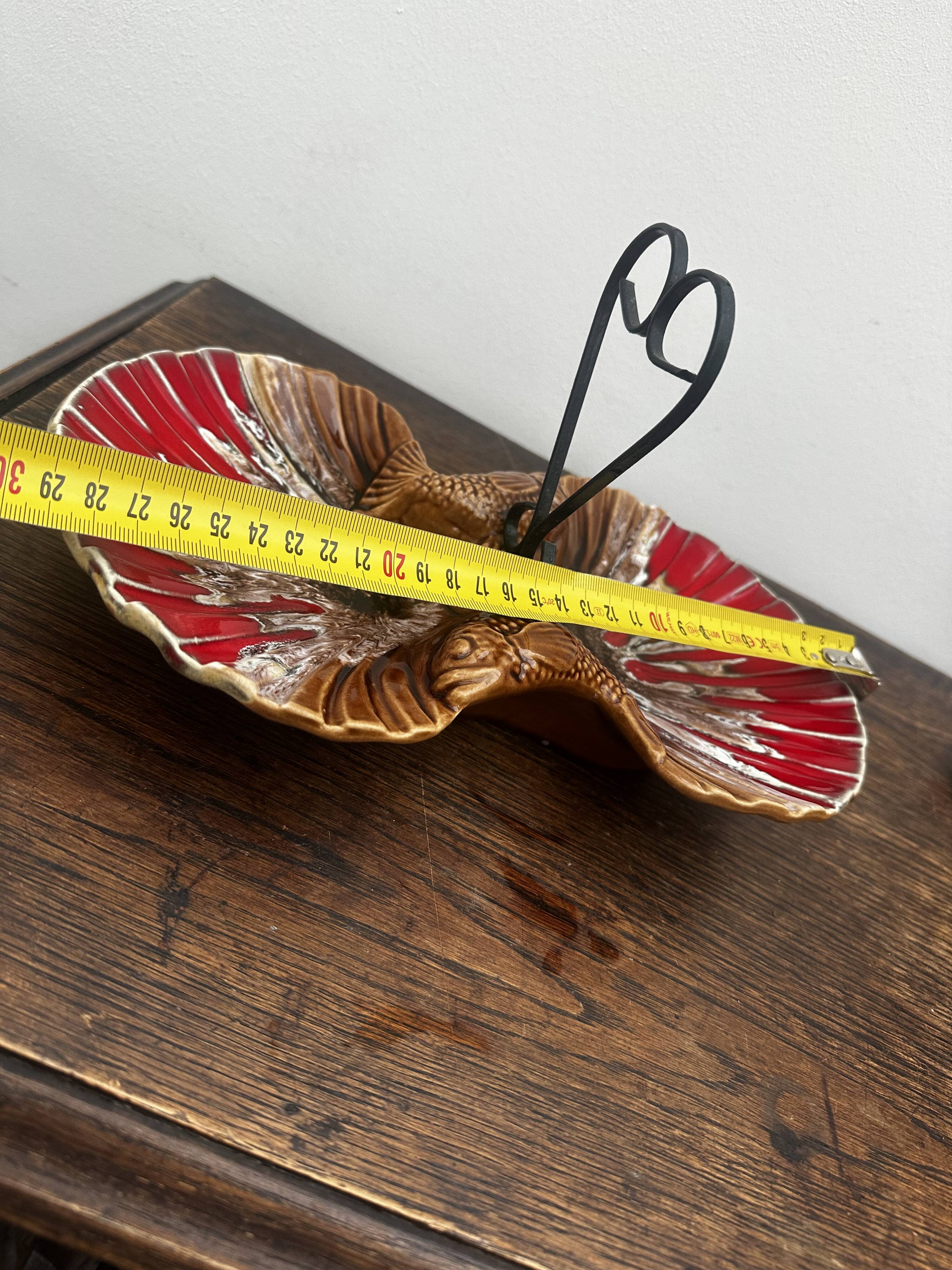 Ceramic hors d'oeuvre server Vallauris shell slipware fish