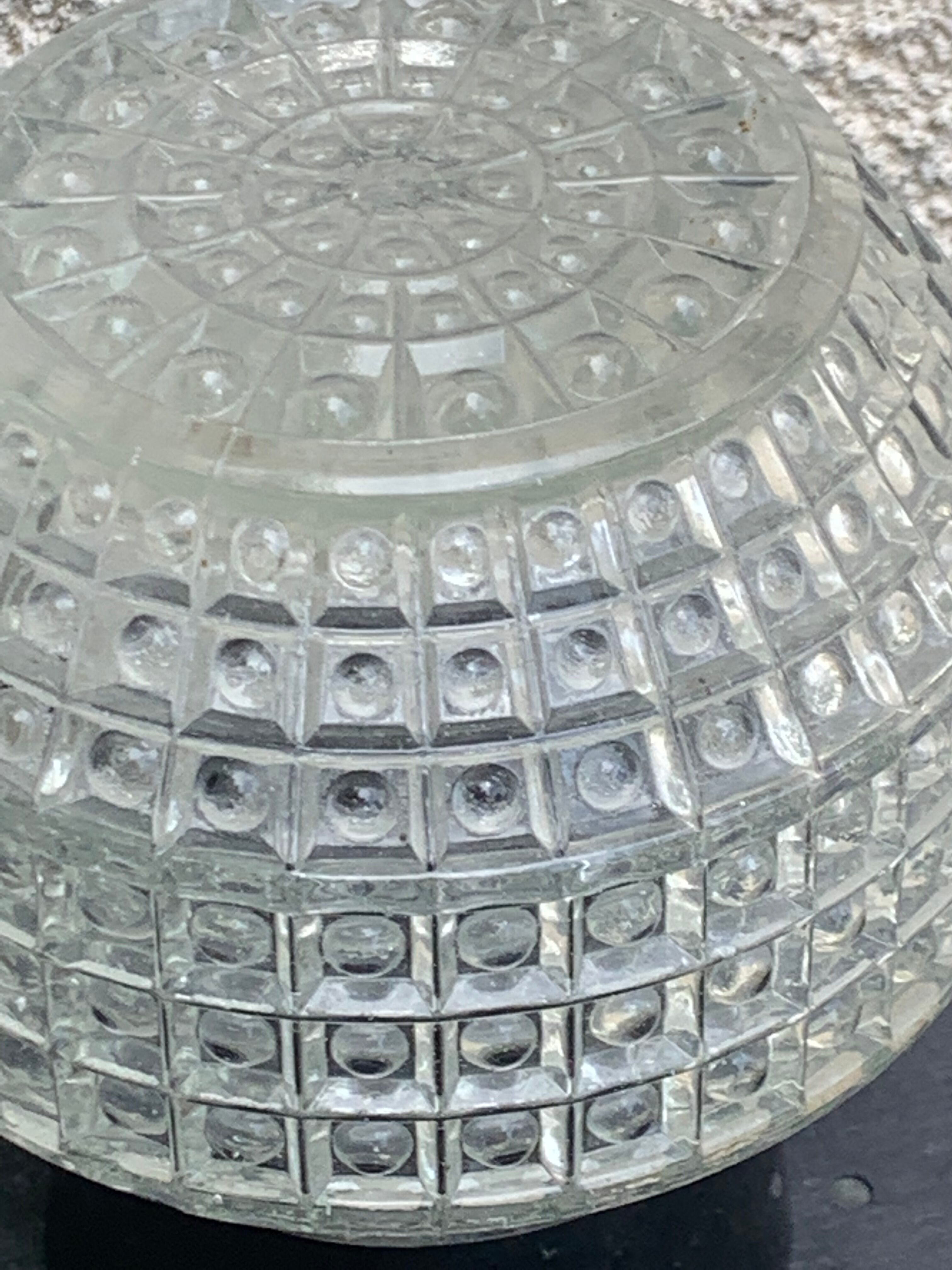 Globe to install or hang, glass, geometric patterns and bakelite base vintage black