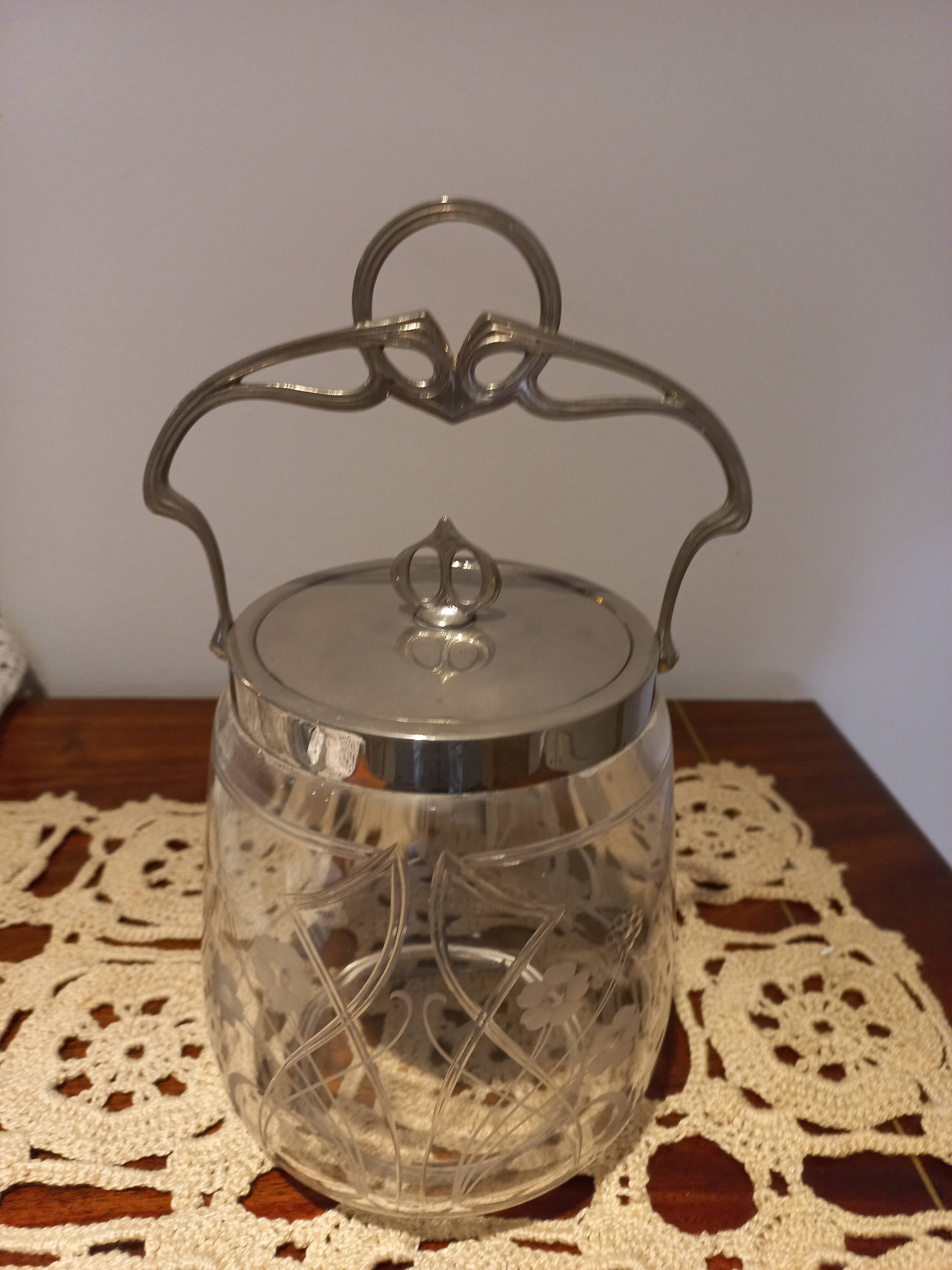 Art Nouveau Ice Bucket Hanse ES Silver Metal Lid