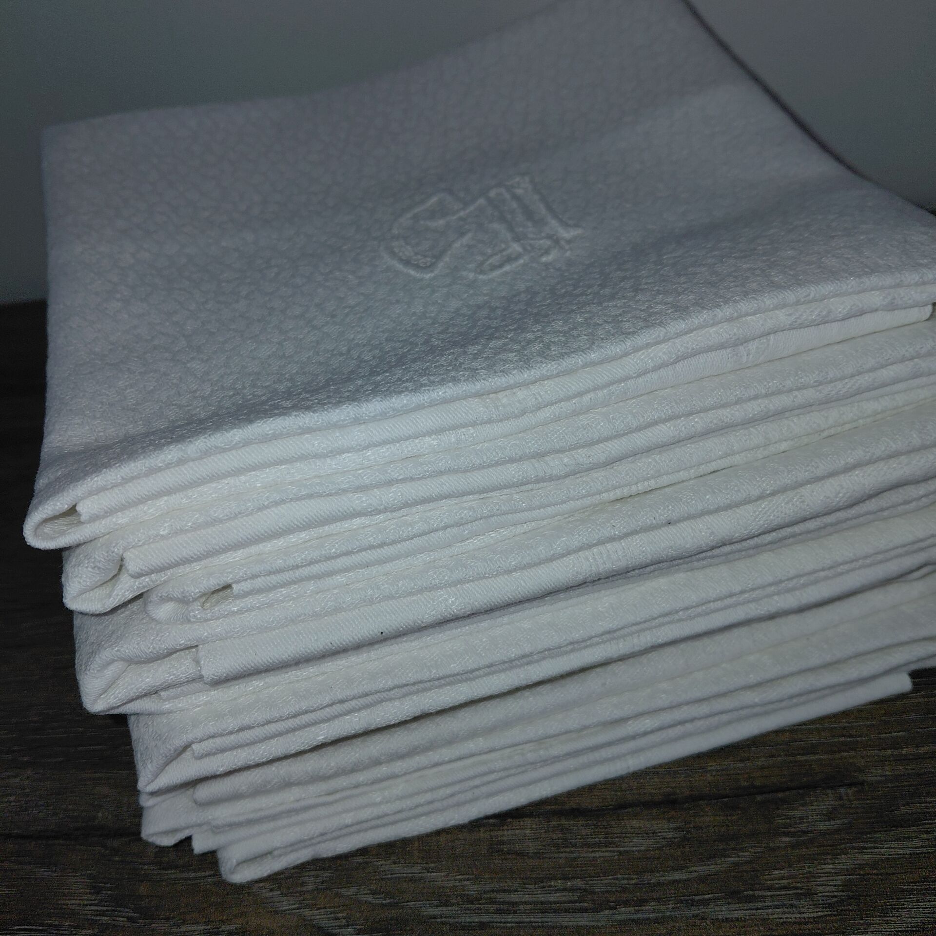 12 serviettes de table anciennes coton blanc monogramme CM