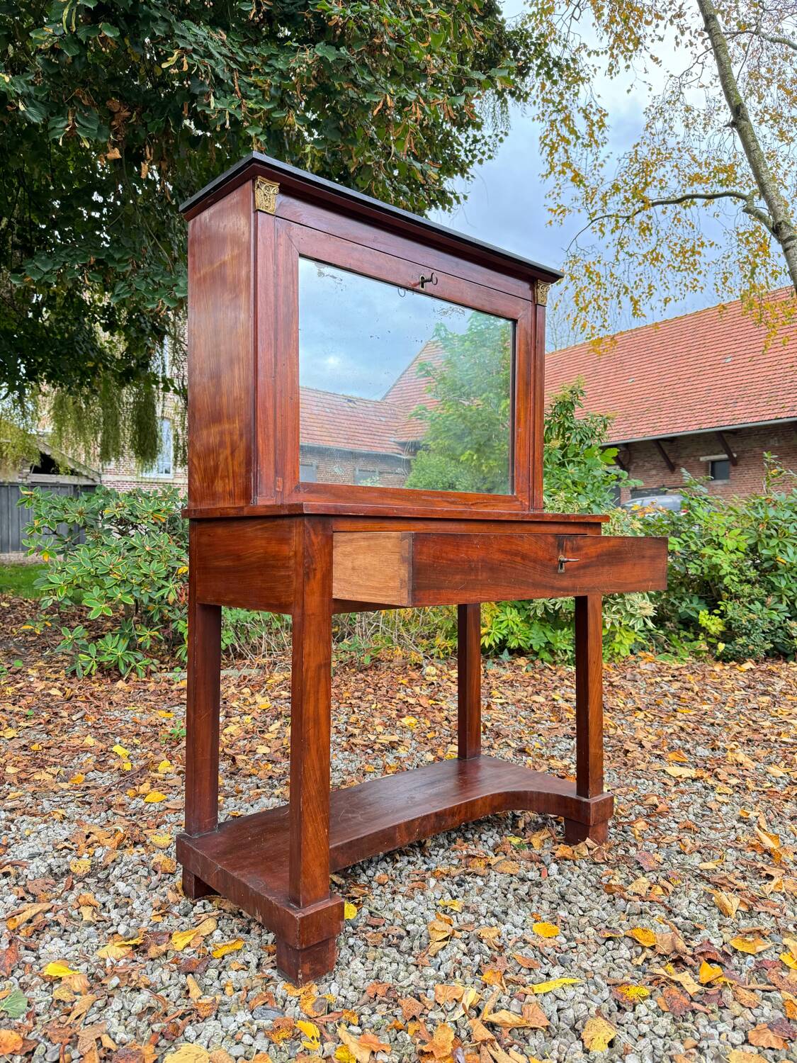 Bonheur Du Jour in Mahogany from the Empire Period, Early 19th Century