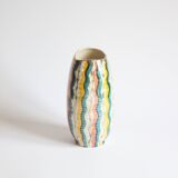 Colorful 1950s vase by Hubert Bequet, Belgium