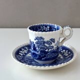 2 Spode Copeland “Blue Tower” Espresso Cups with Saucers – English Vintage