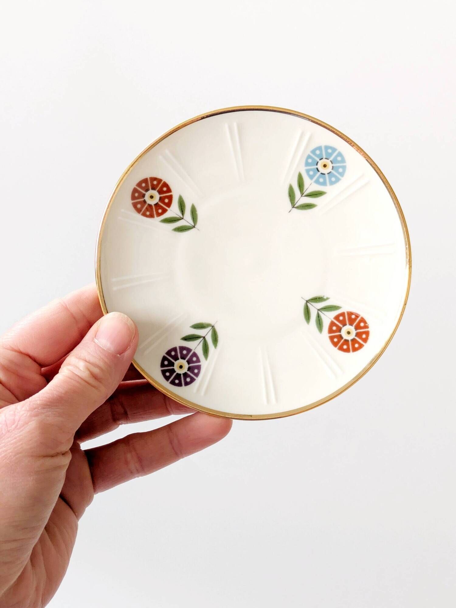 Set of 4 coasters + 1 plate, Winterling Bavaria porcelain, 1960s