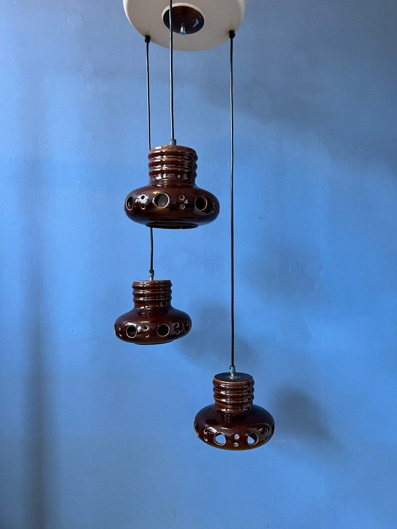 Ceramic pendant lamp West Germany Cascade