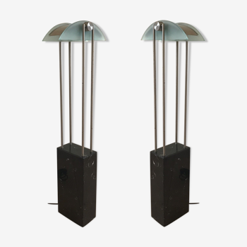 Pair of Pierre Lallemand lamps for Moonlight, 80s
