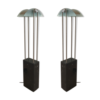 Pair of Pierre Lallemand lamps for Moonlight, 80s