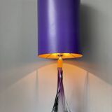 Large Purple Crystal Table Lamp, Signed by Vannes Le Chatel, France