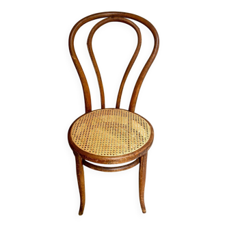 Chaise bistrot en hêtre cintré et cannage