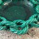 Large ceramic dish from Vallauris with green enamelled rope