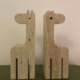 Travertine giraffe bookends, Fratelli Mannelli, Italy, 1970s