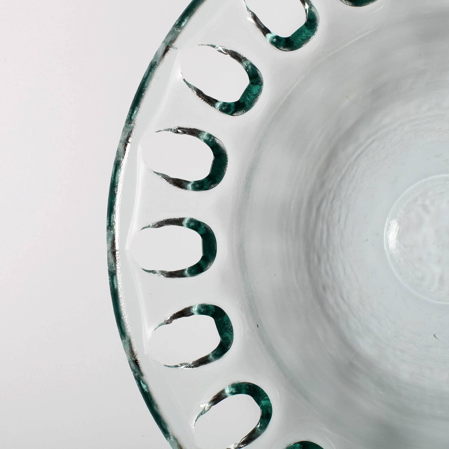 Vintage Georgia Green Recycled Glass Fruit Bowl / Cutout Platter / Spain
