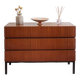Teak chest of drawers with 3 drawers, black metal legs, 1960s.